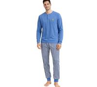 Intimitaly Vanuè Pyjama Homme Coton Long 100% Maillot Manches Longues et Pantalon Léger Respirant Printemps Été, Vs1250 Var-2, M