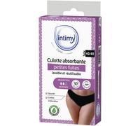 INTIMY Care - Culotte Petites Fuites en Dentelle - Absorption Modérée - 95% Coton Bio - Lavable & Réutilisable - Taille 40/42 Noir - 1 unité