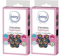 INTIMY CARE - Serviettes Hygiéniques Lavables et Réutilisables - 2 Unités + 1 Pochon de Rangement Étanche Inclus - Absorption Modérée - Confort Quotidien - Non-Glissant (Lot de 2)