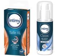 INTIMY - Préservatifs taille XL, x14 - Préservatifs Lubrifiés Avec Réservoir - Surface Lisse - Latex de Qualité Supérieure & GEL LUBRIFIANT INTIME CLASSIC, 150 ml - Gel lubrifiant intime