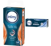 INTIMY - Préservatifs taille XL, x14 - Préservatifs Lubrifiés Avec Réservoir - Surface Lisse - Latex de Qualité Supérieure & GEL LUBRIFIANT INTIME CLASSIC, 70 ml - Gel lubrifiant intime