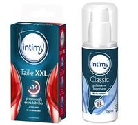 INTIMY - Préservatifs taille XXL, x14 - Préservatifs Extra Large Lubrifiés Avec Réservoir - Surface Lisse - Latex de Qualité Supérieure & GEL LUBRIFIANT INTIME CLASSIC, 150 ml - Gel lubrifiant intime