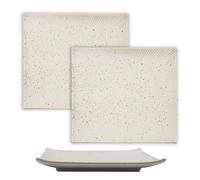 Intirilife 2x Assiette à sushi Assiette de service en porcelaine blanche - 26 x 23.4 x 3.8 cm - Vaisselle à sushi japonaise Fait main Rectangulaire