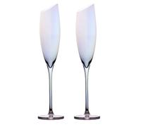 Intirilife 2x Flûte à champagne avec bord moderne et reflets arc-en-ciel - 150 ml de contenance - Flûte à champagne Prosecco Verre cristal résistant au lave-vaisselle antichoc