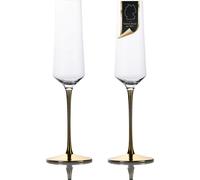 Intirilife 2x flûte à champagne avec pied doré - contenance 200 ml - verre à champagne Prosecco verre cristal antichoc
