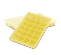Intirilife 2x moules à glaçons en JAUNE - Set de 2 moules à glaçons en silicone à 24 compartiments avec couvercle - Bac à glaçons flexible Fermable pour glaçons, aliments pour bébés et autres