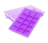 Intirilife 2x moules à glaçons en LILA - Set de 2 moules à glaçons en silicone à 15 compartiments avec couvercle - Bac à glaçons flexible Fermable pour glaçons, aliments pour bébés et autres