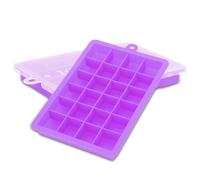 Intirilife 2x moules à glaçons en LILA - Set de 2 moules à glaçons en silicone à 24 compartiments avec couvercle - Bac à glaçons flexible Fermable pour glaçons, aliments pour bébés et autres