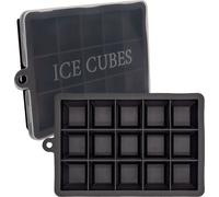 Intirilife 2x moules à glaçons en NOIR - Set de 2 moules à glaçons en silicone à 15 compartiments avec couvercle - Bac à glaçons flexible Fermable pour glaçons, aliments pour bébé et autres