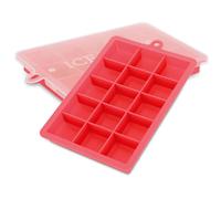 Intirilife 2x moules à glaçons en ROUGE - Set de 2 moules à glaçons en silicone à 15 compartiments avec couvercle - Bac à glaçons flexible Fermable pour glaçons, aliments pour bébé et autres