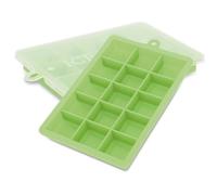 Intirilife 2x moules à glaçons en VERT - Set de 2 moules à glaçons en silicone à 15 compartiments avec couvercle - Bac à glaçons flexible Fermable pour glaçons, aliments pour bébés et autres