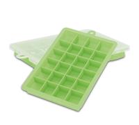 Intirilife 2x moules à glaçons en VERT - Set de 2 moules à glaçons en silicone à 24 compartiments avec couvercle - Bac à glaçons flexible Fermable pour glaçons, aliments pour bébés et autres