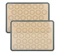 Intirilife 2x Tapis de Cuisson en Silicone réutilisable pour Macarons en Gris-Brun de 42 x 29,5 cm - Ustensiles de cuisson Tapis de Cuisson pour pâte à pain