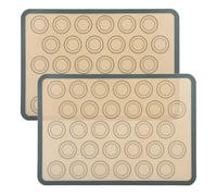 Intirilife 2x tapis de cuisson réutilisable en silicone pour macarons en gris-brun avec une taille de 42 x 29.5 cm - Tapis de cuisson ustensiles de cuisson tapis de roulement de pâte