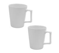 Intirilife 2x tasse à café en blanc avec une capacité de remplissage de 400 ml - 12.5 x 7.1 / 9.4 x 10.5 cm - tasse à thé avec motif rainuré, mug avec anse, tasse à boire pour café, thé, lait, cacao e