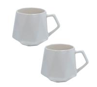 Intirilife 2x tasse à café en optique finement polie en blanc avec une capacité de remplissage de 350 ml - 13 x 10.5 x 9.2 cm - Tasse Tasse avec anse Gobelet pour café, thé, lait, cacao et bien plus e
