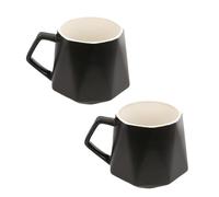 Intirilife 2x tasse à café en optique finement polie en noir avec une capacité de remplissage de 350 ml - 13 x 10.5 x 9.2 cm - Tasse Tasse avec anse Gobelet pour café, thé, lait, cacao et bien plus en