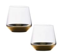 Intirilife 2x verre à boire avec fond doré - 350 ml de contenance - eau jus de fruits verre cristal gobelet antichoc