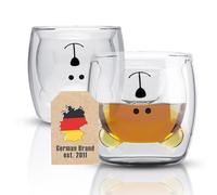 Intirilife 2X Verre à Double Paroi avec Ours 230 ML en Crystal Clair - Soufflés à la Bouche pour Une Isolation optimale, Parfaits pour Un Latte Macchiato, comme Verre à thé ou à café sans Anse