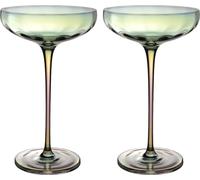 Intirilife 2x verre à martini avec des reflets d'arc-en-ciel et forme de vague - 140 ml capacité de remplissage - verre à cocktail coupe résistant au lave-vaisselle verre en cristal résistant aux choc