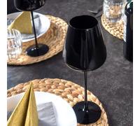 Intirilife 2x verre à vin au design moderne en noir - capacité de remplissage 500 ml - vin blanc verre à vin rouge calice résistant au lave-vaisselle verre cristal antichoc