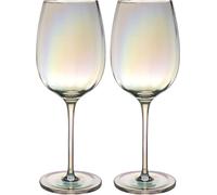 Intirilife 2x Verre à vin aux reflets arc-en-ciel et forme ondulée - 440 ml de contenance - Vin blanc Verre à vin rouge Calice résistant au lave-vaisselle Verre en cristal antichoc