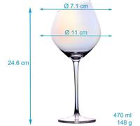 Intirilife 2x verre à vin avec bord moderne - 470 ml de contenance et reflets arc-en-ciel - verre à vin rouge calice résistant au lave-vaisselle verre cristal antichoc