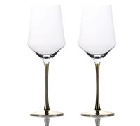 Intirilife 2x verre à vin avec pied doré - capacité 380 ml - vin rouge vin blanc verre calice verre cristal antichoc