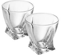 Intirilife 2x verre à whisky en CRISTAL CLAIR 'TWISTED' - Old Fashioned verre à whisky en cristal sans plomb dans le design Sculpture convient parfaitement au lave-vaisselle pour scotch, bourbon, whis