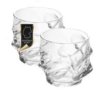 Intirilife 2X Verres à Whisky en Cristal Clair 'Sculptured' -360 ML- Old Fashioned Verre à Whisky en Cristal sans Plomb- résistant au Lave-Vaisselle Verre à Whisky pour Cocktail Scotch gin Rhum Eau