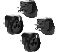 Intirilife 4x Adaptateur de prise en NOIR - Set de 4 adaptateurs de prise de courant de type B sur prise de courant Schuko EU Adaptateur de voyage pour p.ex. l'Amérique, le Japon, le Canada, la Thaïla
