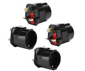 Intirilife 4X Adapteur de Prise en Noir - Set de 4 Pièces Type G à EU Schuko Adaptateur de Voyage pour Prise en Courant pour Grande Bretagne, Irlande, Singapour, Malaisie - Appareil de Conversion