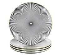 Intirilife 4x Assiettes en porcelaine en Sans Fin - Noir Blanc avec Diamètre 15.3 cm - Assiette pour petit-déjeuner, à dessert, de service pour salade de fruits Pâtes Dessert Plat principal et snacks