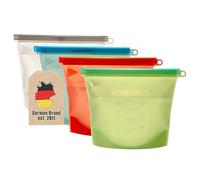 Intirilife 4X Sacs Alimentaires en Silicone, capacité 1L Plusieurs Couleurs -23 x 17,5 cm- réutilisables Fermeture Zip, Sacs de congélation et de Conservation pour légumes Viande Snacks lavables