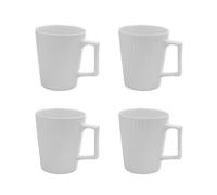 Intirilife 4x Tasse à café en Blanc d'une contenance de 400 ml - 12.5 x 7.1/9.4 x 10.5 cm - Tasse à thé avec motif cannelé, tasse avec anse, gobelet pour café, thé, lait et bien plus encore