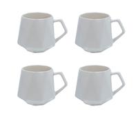 Intirilife 4x tasse à café en optique finement polie en blanc avec une capacité de remplissage de 350 ml - 13 x 10.5 x 9.2 cm - Tasse à thé Mug avec anse Gobelet pour café, thé, lait, cacao et bien pl