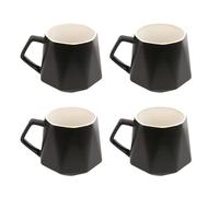 Intirilife 4x tasse à café en optique finement polie en noir avec une capacité de remplissage de 350 ml - 13 x 10.5 x 9.2 cm - Tasse Tasse avec anse Gobelet pour café, thé, lait, cacao et bien plus en