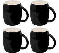 Intirilife 4x Tasse avec anse en céramique noire - 400 ml - Tasse Mug pour café thé cappuchino lavable au lave-vaisselle Idée cadeau pour famille amis ou collègues