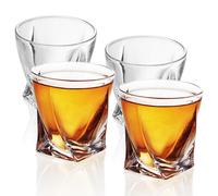 Intirilife 4x verre à whisky en CRISTAL CLAIR 'TWISTED' - Old Fashioned verre à whisky en cristal sans plomb dans le design Sculpture convient parfaitement au lave-vaisselle pour scotch, bourbon, whis