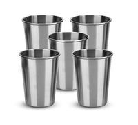 Intirilife 5x gobelets empilables en acier inoxydable de 155 ml - Camping Outdoor Métal Tasse Verre Gobelet de voyage - réutilisable, incassable BAP-free sans plastique adapté aux enfants