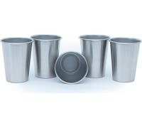 Intirilife 5x gobelets empilables en acier inoxydable de 350 ml - Camping Outdoor Métal Tasse verre Réutilisable sans plastique adapté aux enfants