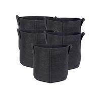 Intirilife 5X Sac de Plantation en Tissu Non tissé 11 litres -3 Gallon- 25 x 22 cm - Cache-Pot de Plantes avec poignées pour Jardin, Serre - Bac de Plantation Sac de Plantation Sac de Pommes de Terre