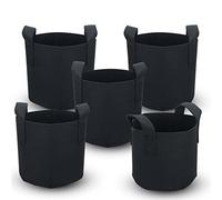 Intirilife 5X Sac de Plantation en Tissu Non tissé 38 litres -10 Gallon- 40 x 30 cm - Cache-Pot de Plantes avec poignées pour Le Jardin, la Serre - Bac de Plantation Sac de Plantation