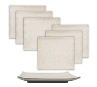 Intirilife 6x Assiette à sushi Assiette de service en porcelaine blanche - 26 x 23.4 x 3.8 cm - Vaisselle à sushi japonaise Fait main Rectangulaire