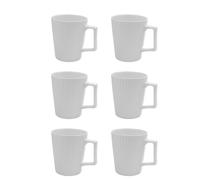 Intirilife 6x tasse à café en blanc avec une contenance de 400 ml - 12.5 x 7.1 / 9.4 x 10.5 cm - Tasse à thé avec motif rainuré, mug avec anse, tasse à boire pour café, thé, lait, cacao et bien plus e