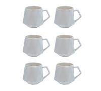 Intirilife 6x tasse à café en optique finement polie en blanc avec une capacité de remplissage de 350 ml - 13 x 10.5 x 9.2 cm - Tasse à thé Mug avec anse Gobelet pour café, thé, lait, cacao et bien pl
