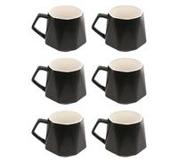 Intirilife 6x tasse à café en optique finement polie en noir avec une capacité de remplissage de 350 ml - 13 x 10.5 x 9.2 cm - tasse à thé Mug avec anse Gobelet pour café, thé, lait, cacao et bien plu