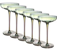 Intirilife 6x verre à martini avec des reflets arc-en-ciel et une forme de vague - 140 ml de contenance - verre à cocktail coupe résistant au lave-vaisselle verre cristal résistant aux chocs