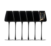Intirilife 6x Verre à vin au design moderne en Noir - Capacité de 500 ml - Verre à vin rouge vin blanc, calice, lavable au lave-vaisselle, verre en cristal, résistant aux chocs