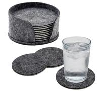 Intirilife 8x dessous de verre en feutre avec support en feutre gris - dessous de verre 10 x 0.5 cm - verre boissons bouteilles dessous de tasse saladiers et autres